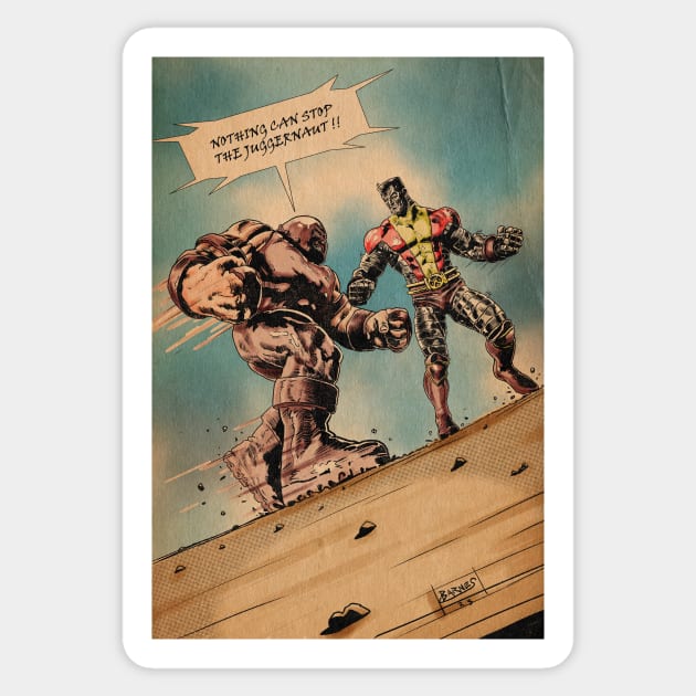Juggernaut Vs Colossus Sticker by BarnesComicArt